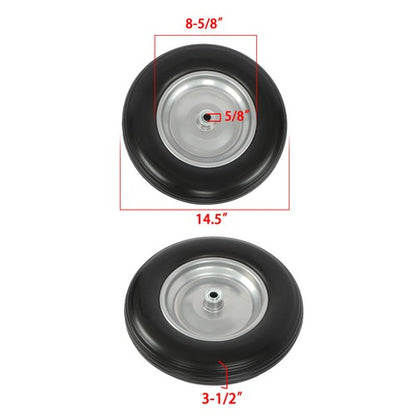 Solid Spare 2-Pack 14.5x4-8 Wheelbarrow Tire And Wheel 5/8" Bearings Fits For Garden Cart