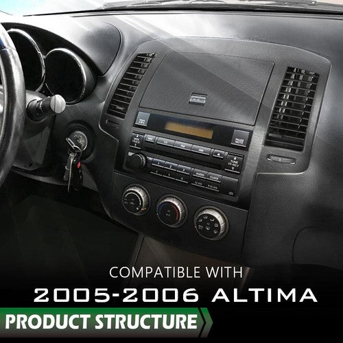Solid Spare Fit For 2005-2006 Nissan Altima Dash Radio Bezel w/Storage Vents Glove Box Black
