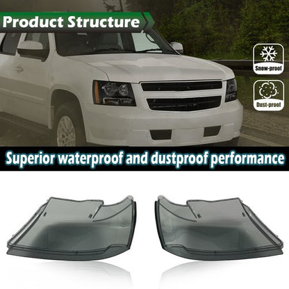 Solid Spare Fit For 07-2014 Chevy Tahoe Suburban Headlights Headlamp Lens Smoked Cover 2Pcs
