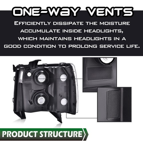 Solid Spare Headlight Fit For 07-14 Chevy Silverado 1500 2500HD 3500HD Right Passenger Side