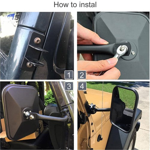 For 1997-2018 Jeep Wrangler TJ JK Door Off Quick Release Side Hinge View Mirrors