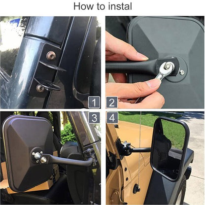 For 1997-2018 Jeep Wrangler TJ JK Door Off Quick Release Side Hinge View Mirrors