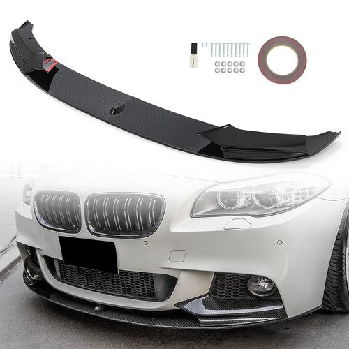 Solid Spare Front Bumper Lip splittle For 11-16 BMW F10 535i 528i 550i M Sport Carbon Fiber
