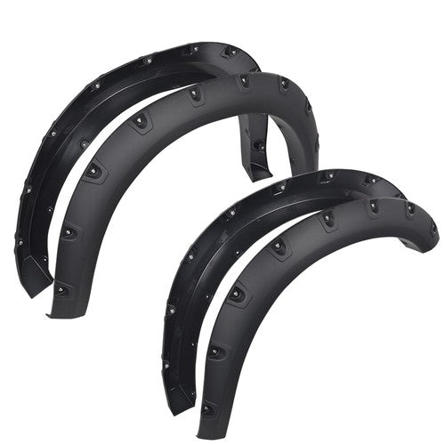 Solid Spare Fit For 2019-2024 Ram 2500 3500 Pocket Rivet Fender Flares Smooth Black