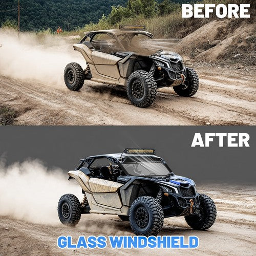 Solid Spare For Can-Am Maverick X3 DS/RC 2017+ 2025 ATV/UTV Glass Front Windshield w/ Wiper