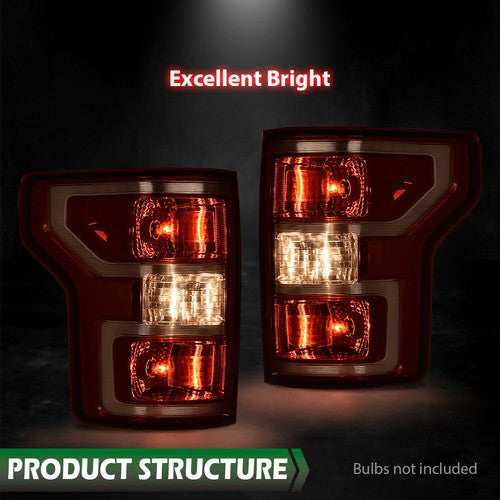 Solid Spare Fit For 2018-2020 Ford F-150 Pickup Rear Tail Lights Brake Lamps w/o Bulbs