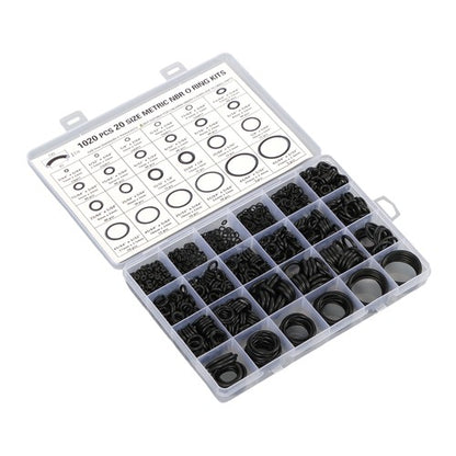 Solid Spare 1020 Pcs O-Ring Kit 20 Sizes Nitrile Rubber Assortment Set, Oil & Heat Resistant