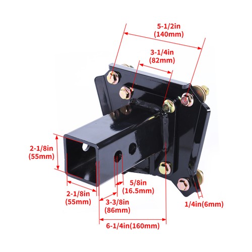 Solid Spare Trailer Receiver Hitch 2" Bolt On For 2014-2022 Polaris RZR XP / XP 4 1000
