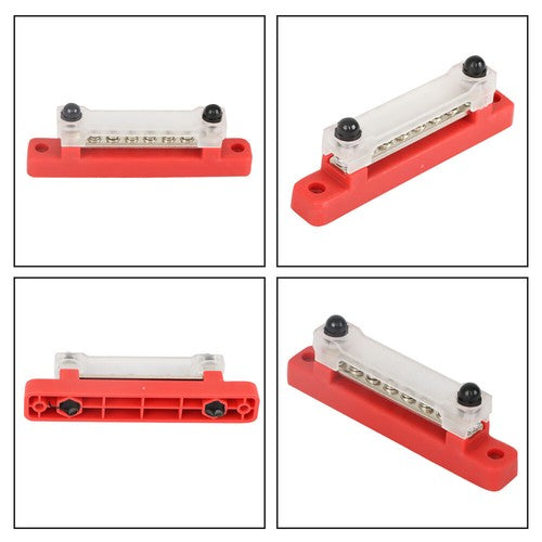 Solid Spare Red & Black Bus Bar Power Distribution Terminal Block 6 Way 48V 150A Busbar NEW