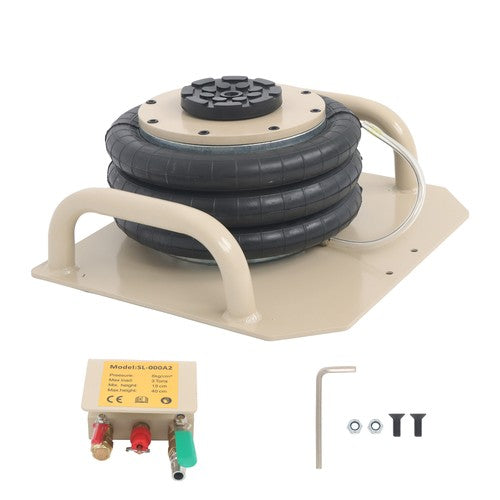Solid Spare 3 Ton Pneumatic Jack 6600lbs Triple Bag Air Jack w/ Side Handle for Car Lifting