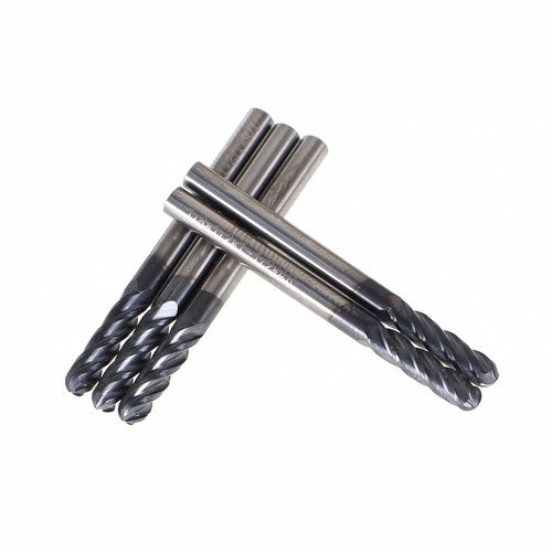 Solid Spare 5 PCS End Mill 1/8" 4 Flute 1-1/2" Overall Length Ball Nose Carbide