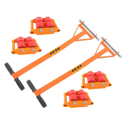 Solid Spare 4 Pcs Machinery Skates Dolly With Handle 360° Rotation 6T/13200Lbs Heavy Duty