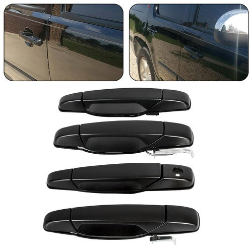 Solid Spare Front & Rear Set of 4 Door Handle Black For Chevy GMC Tahoe Yukon Sierra 2007-14