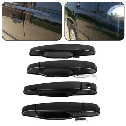 Solid Spare Front & Rear Set of 4 Door Handle Black For Chevy GMC Tahoe Yukon Sierra 2007-14