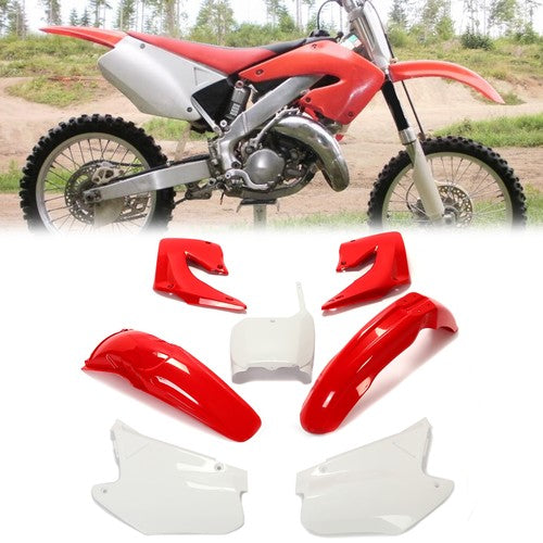 Solid Spare 7Pcs Plastic Kit Set Red Complete Body Fairing For HONDA CR125R CR250R 2000-2001