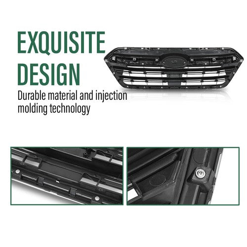 Solid Spare Fit For 2018-2019 Subaru Outback Front Bumper Upper Grille Grill Black Silver