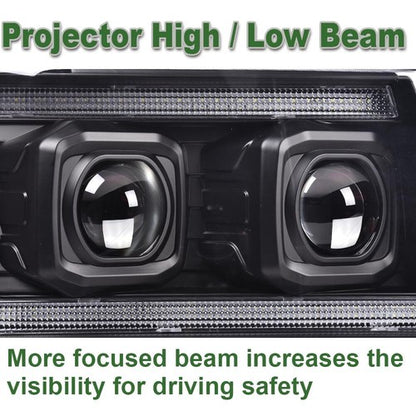 Solid Spare Fit For 07-14 Chevy Avalanche Tahoe Suburban Dual LED Projector Headlights Black