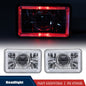 5" 4x6 inch Clear Lens Red LED Diamond Cut Semi Sealed Beam Projector Headlights