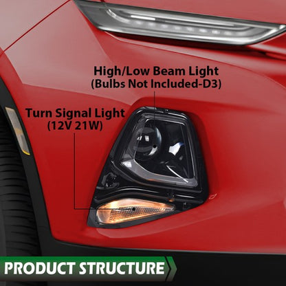 Solid Spare Fit For 19-21 Chevy Blazer HID/Xenon Headlight Headlamp Passenger Right Side