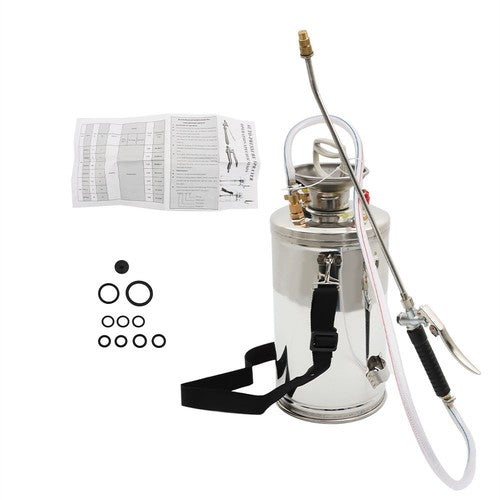Solid Spare 1.5Gal Stainless Steel Sprayer Pump Sprayer W/ Adjustable Nozzle Hose 6L