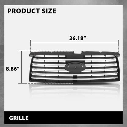 Solid Spare Fit For 2006-2008 Subaru Forester Front Bumper Upper Grille Black & Silver