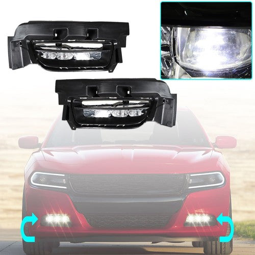 Solid Spare LED Fog Lamps Assembly w/ Switch+Wiring+Cover For Dodge Charger 15-17 LH+RH