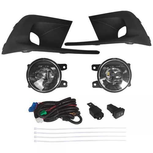 Solid Spare W/Molding Fog Lights Black Plastic Upper Lower Grill Set For Honda Civic 2022-23