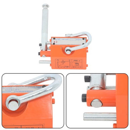 Solid Spare Orange Permanent Magnetic Lifter Hoist 220 lbs/100 kg 2.5 Safety Factor