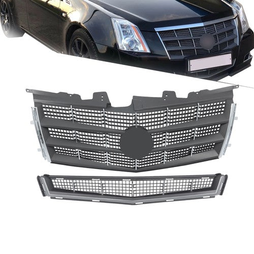Solid Spare Front Upper Grille&Lower Grille 2Pc For Cadillac CTS 2008-2011 25896041 25896043