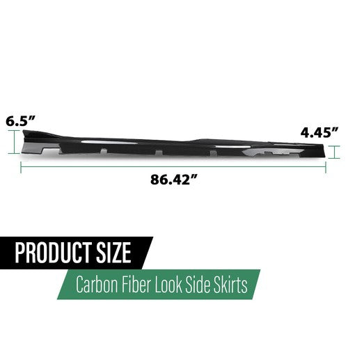 Solid Spare Body Kit Carbon Look Side Skirts Rocker Panel Fit For 15-23 Charger Widebody
