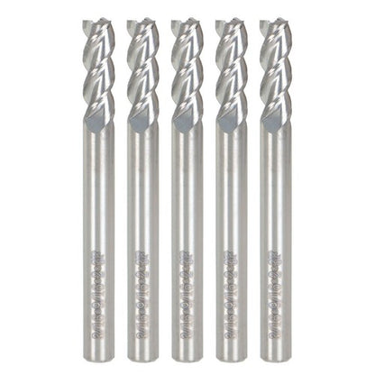 Solid Spare 5 Pack 3/16" 3 Flute Regular Length Carbide End Mill For Aluminum