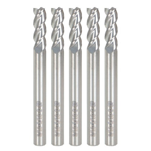 Solid Spare 5 Pack 3/16" 3 Flute Regular Length Carbide End Mill For Aluminum