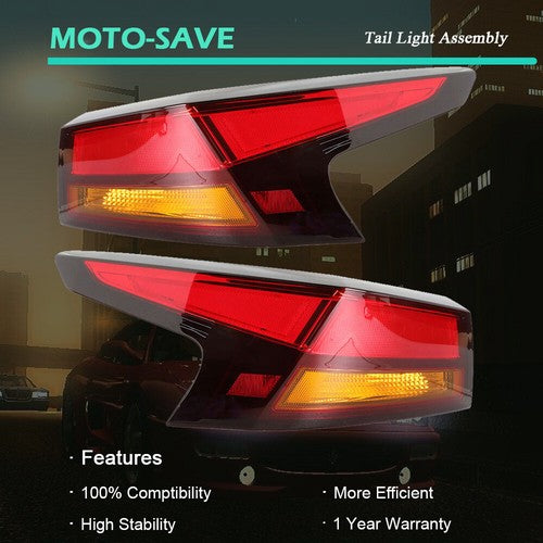 Solid Spare Fit For Nissan Altima 2019-2020 Red Driver & Passenger Rear Brake Tail Lights