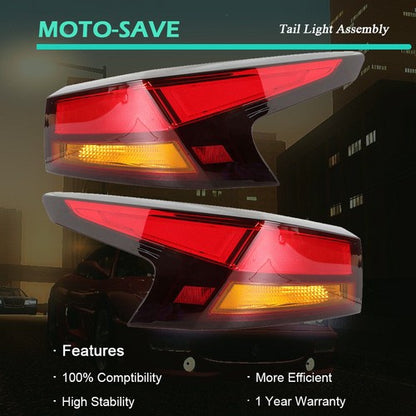 Solid Spare Fit For Nissan Altima 2019-2020 Red Driver & Passenger Rear Brake Tail Lights