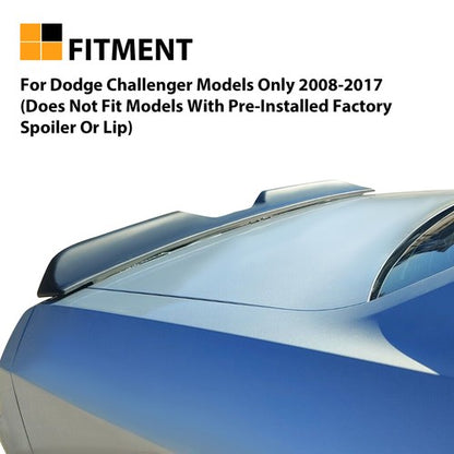 Solid Spare Rear Trunk Spoiler Wing For Dodge Challenger 2008-23 Demon Style Matte Black PTD