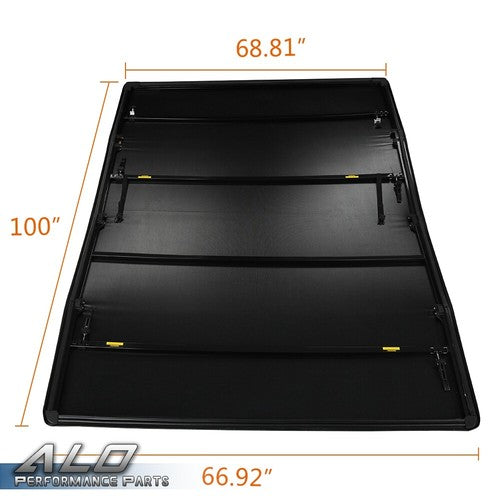Solid Spare Four-Fold Tonneau Cover 8Ft Long Bed Fit For 14-21 Toyota Tundra Lock