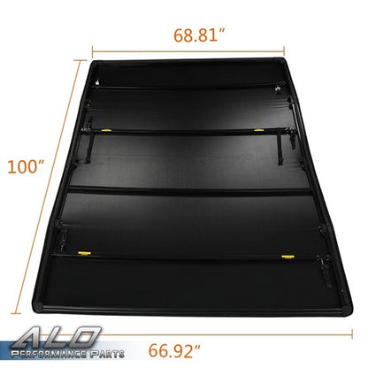 Solid Spare Four-Fold Tonneau Cover 8Ft Long Bed Fit For 14-21 Toyota Tundra Lock
