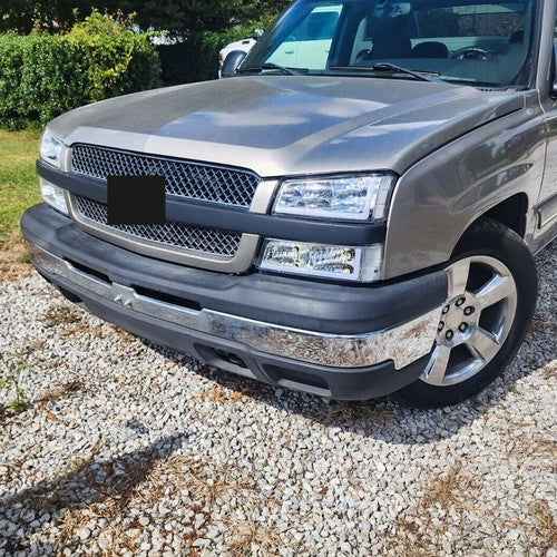 Solid Spare For 2003-2006 07 Chevy Silverado 1500 2500 3500 Headlights+Bumper Light LED DRL