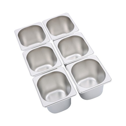 Solid Spare 6 Pack 6 Inch Deep Thickened 1/6 Size Stainless Steel Steam Table Pans