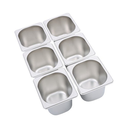 Solid Spare 6 Pack 6 Inch Deep Thickened 1/6 Size Stainless Steel Steam Table Pans