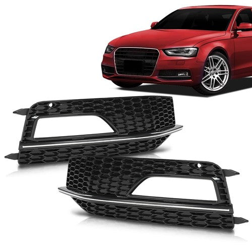Solid Spare Bumper Fog Light Lamp Bezel Trim Fit For 13-16 Audi A4 Quattro B9 S4 S-Line