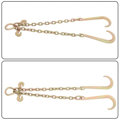 Solid Spare Working Load 7100lbs Double Limb Hook Chain 3/8in*2ft G80 Chain 15IN J Hooks