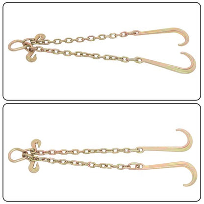 Solid Spare Working Load 7100lbs Double Limb Hook Chain 3/8in*2ft G80 Chain 15IN J Hooks