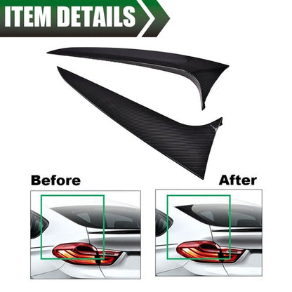 Solid Spare Fit For 19-21 BMW X4 Rear Window Spoiler Wing Side Trim Carbon Look 2pcs