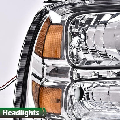 Solid Spare Fit For 05-07 Ford F250 F350 F450 F550 Super Duty LED DRL Headlights Chrome