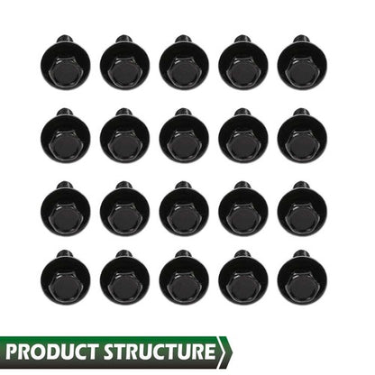 Solid Spare Fit For Honda Body Bolts- M6-1.0 x 20mm Long- 10mm Hex- 17mm Washer- 20pcs