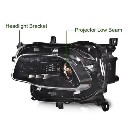 Solid Spare Fit For 2014-2017 Jeep Cherokee Headlight Left Driver Side Black Trim With Bulb