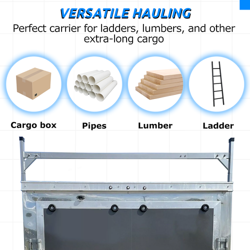 Solid Spare For Enclosed/Opened Trailer Cargo Adjustable Roof Mount Ladder Rack 4'-8.5'