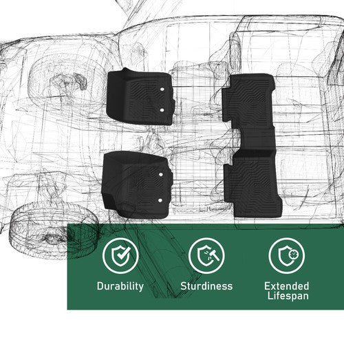 Solid Spare All Weather TPE Floor Mats Fit For 18-2022 Honda Accord Sedan Protection Liners