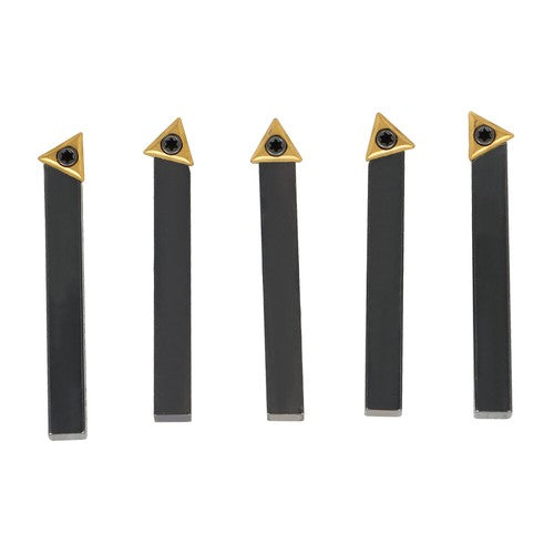 Solid Spare 1/4'' by 2'' Oal 5Pc Indexable Turning Tool Set with Tcmt1.8(1.5) Carbide Insert